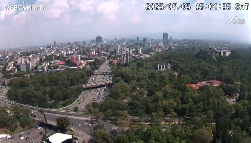 Ciudad de Mexico City - Miguel Hidalgo Castillo de Chapultepec Castle & Park Skylne Live Cam - Miguel Hidalgo, Ciudad de Mexico, Mexico 