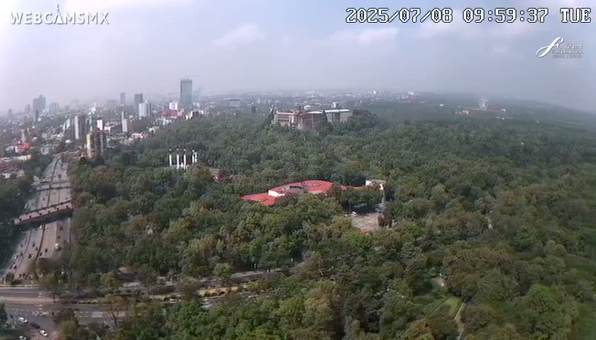Ciudad de Mexico City - Miguel Hidalgo Castillo de Chapultepec Castle & Park Skylne Live Cam - Miguel Hidalgo, Ciudad de Mexico, Mexico 