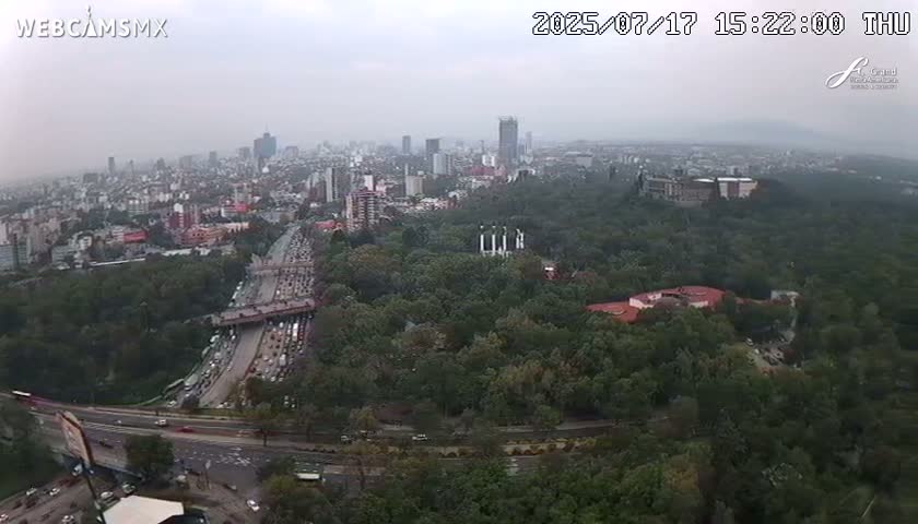 Ciudad de Mexico City - Miguel Hidalgo Castillo de Chapultepec Castle & Park Skylne Live Cam - Miguel Hidalgo, Ciudad de Mexico, Mexico 