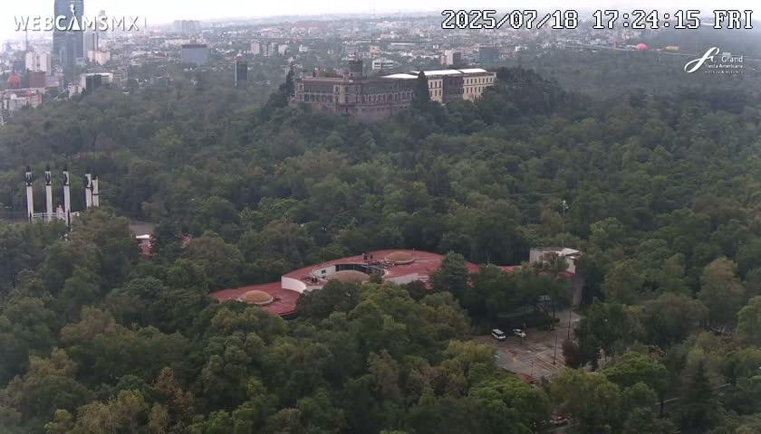 Ciudad de Mexico City - Miguel Hidalgo Castillo de Chapultepec Castle & Park Skylne Live Cam - Miguel Hidalgo, Ciudad de Mexico, Mexico 