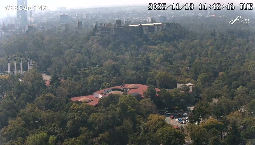 Ciudad de Mexico City - Miguel Hidalgo Castillo de Chapultepec Castle & Park Skylne Live Cam - Miguel Hidalgo, Ciudad de Mexico, Mexico 