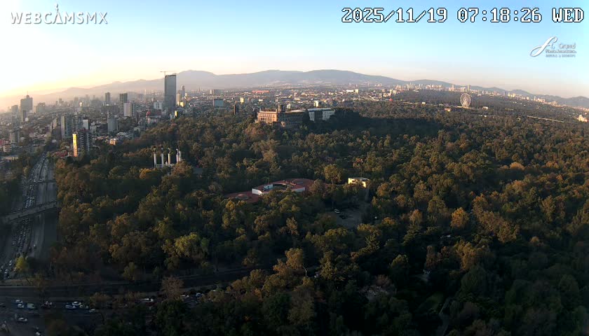 Ciudad de Mexico City - Miguel Hidalgo Castillo de Chapultepec Castle & Park Skylne Live Cam - Miguel Hidalgo, Ciudad de Mexico, Mexico 