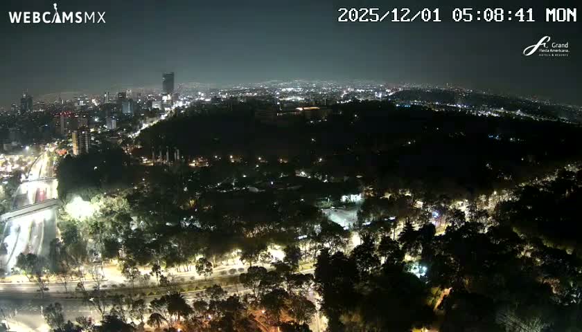 Ciudad de Mexico City - Miguel Hidalgo Castillo de Chapultepec Castle & Park Skylne Live Cam - Miguel Hidalgo, Ciudad de Mexico, Mexico 