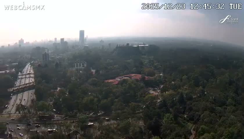 Ciudad de Mexico City - Miguel Hidalgo Castillo de Chapultepec Castle & Park Skylne Live Cam - Miguel Hidalgo, Ciudad de Mexico, Mexico 