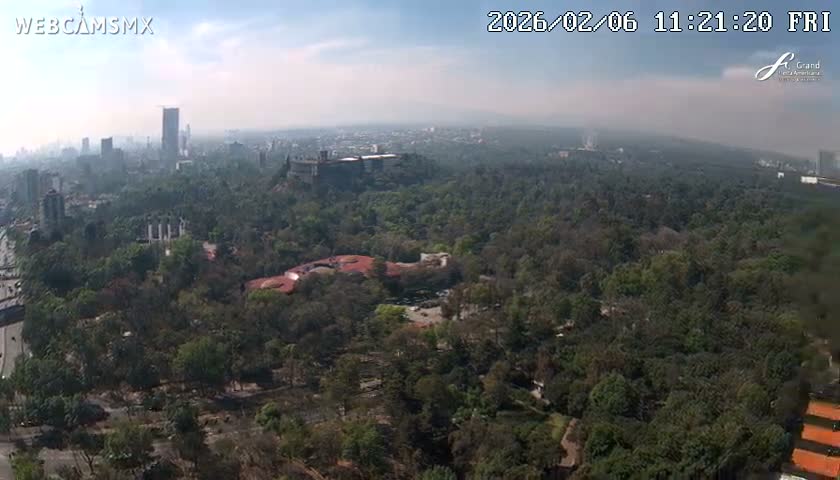 Ciudad de Mexico City - Miguel Hidalgo Castillo de Chapultepec Castle & Park Skylne Live Cam - Miguel Hidalgo, Ciudad de Mexico, Mexico 