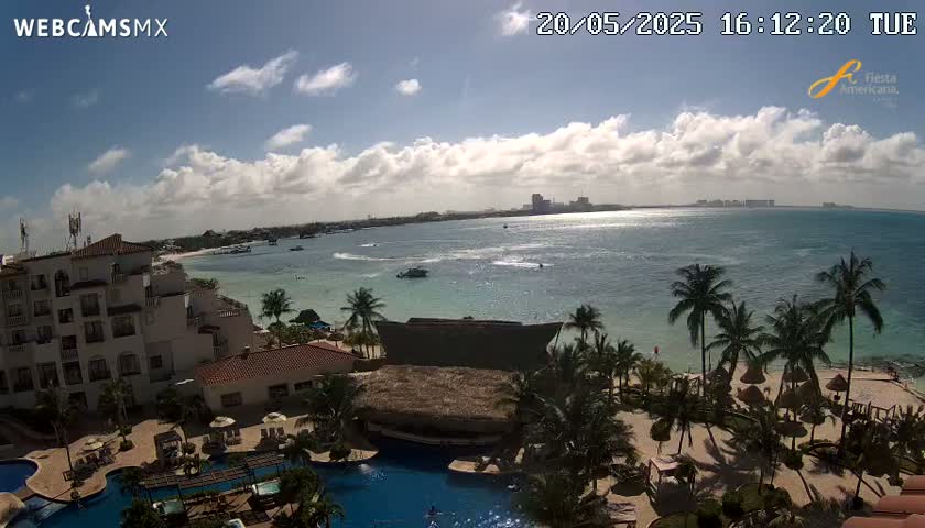 Cancún City Skyline & Carribean Coast from Fiesta Americana Live Cam - Zona Hotelera (Hotel Zone), Cancun, Quintana Roo, Mexico