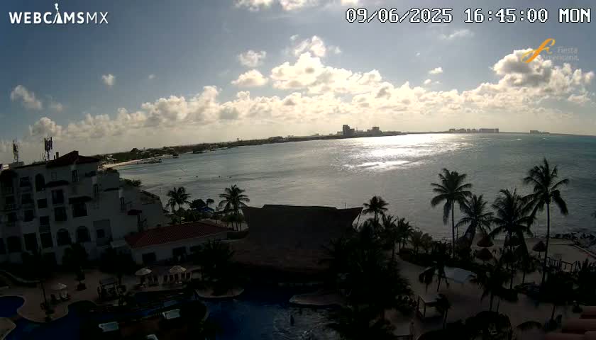 Cancún City Skyline & Carribean Coast from Fiesta Americana Live Cam - Zona Hotelera (Hotel Zone), Cancun, Quintana Roo, Mexico