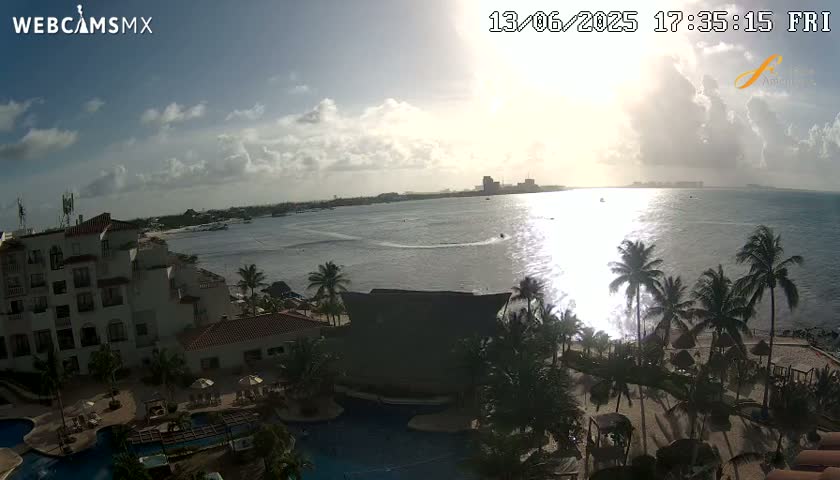 Cancún City Skyline & Carribean Coast from Fiesta Americana Live Cam - Zona Hotelera (Hotel Zone), Cancun, Quintana Roo, Mexico