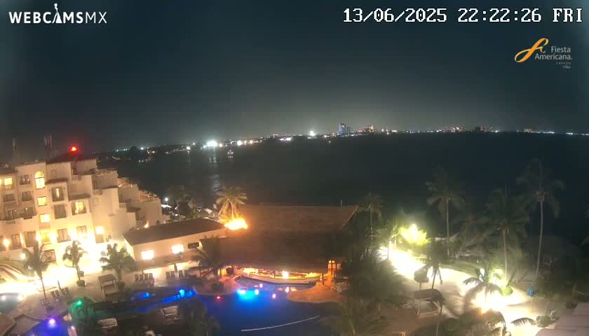Cancún City Skyline & Carribean Coast from Fiesta Americana Live Cam - Zona Hotelera (Hotel Zone), Cancun, Quintana Roo, Mexico