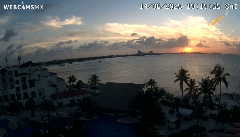 Cancún City Skyline & Carribean Coast from Fiesta Americana Live Cam - Zona Hotelera (Hotel Zone), Cancun, Quintana Roo, Mexico
