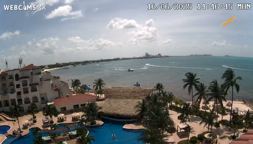 Cancún City Skyline & Carribean Coast from Fiesta Americana Live Cam - Zona Hotelera (Hotel Zone), Cancun, Quintana Roo, Mexico