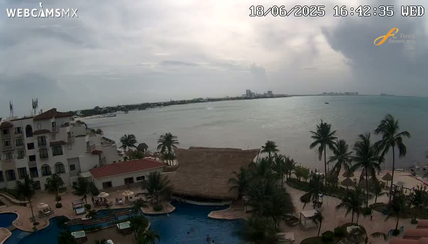 Cancún City Skyline & Carribean Coast from Fiesta Americana Live Cam - Zona Hotelera (Hotel Zone), Cancun, Quintana Roo, Mexico