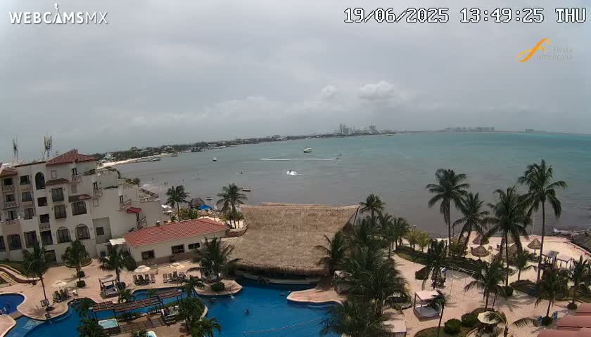 Cancún City Skyline & Carribean Coast from Fiesta Americana Live Cam - Zona Hotelera (Hotel Zone), Cancun, Quintana Roo, Mexico