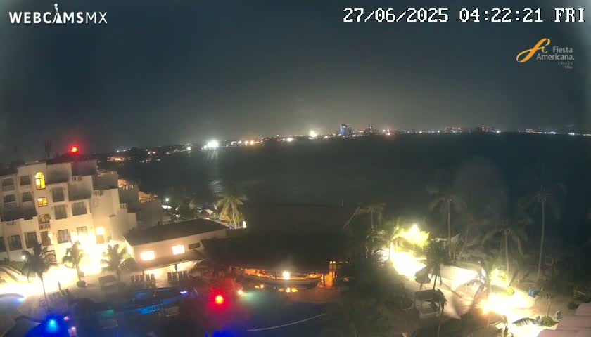 Cancún City Skyline & Carribean Coast from Fiesta Americana Live Cam - Zona Hotelera (Hotel Zone), Cancun, Quintana Roo, Mexico