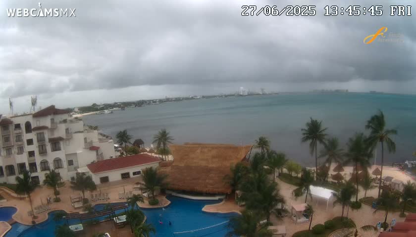 Cancún City Skyline & Carribean Coast from Fiesta Americana Live Cam - Zona Hotelera (Hotel Zone), Cancun, Quintana Roo, Mexico