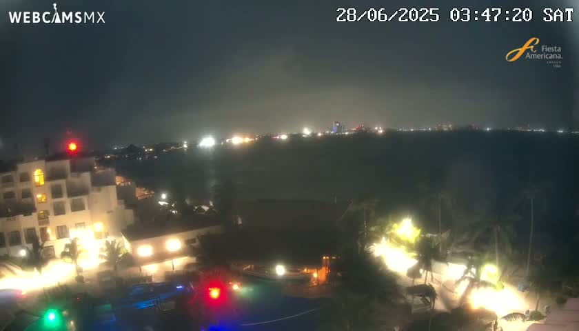 Cancún City Skyline & Carribean Coast from Fiesta Americana Live Cam - Zona Hotelera (Hotel Zone), Cancun, Quintana Roo, Mexico