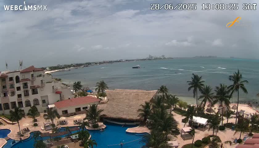 Cancún City Skyline & Carribean Coast from Fiesta Americana Live Cam - Zona Hotelera (Hotel Zone), Cancun, Quintana Roo, Mexico