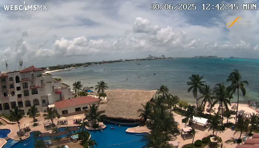 Cancún City Skyline & Carribean Coast from Fiesta Americana Live Cam - Zona Hotelera (Hotel Zone), Cancun, Quintana Roo, Mexico