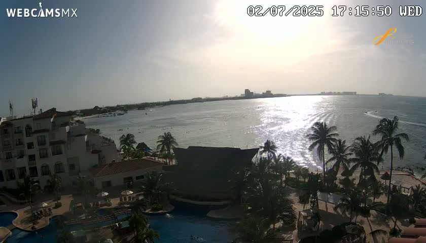 Cancún City Skyline & Carribean Coast from Fiesta Americana Live Cam - Zona Hotelera (Hotel Zone), Cancun, Quintana Roo, Mexico