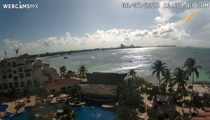 Cancún City Skyline & Carribean Coast from Fiesta Americana Live Cam - Zona Hotelera (Hotel Zone), Cancun, Quintana Roo, Mexico