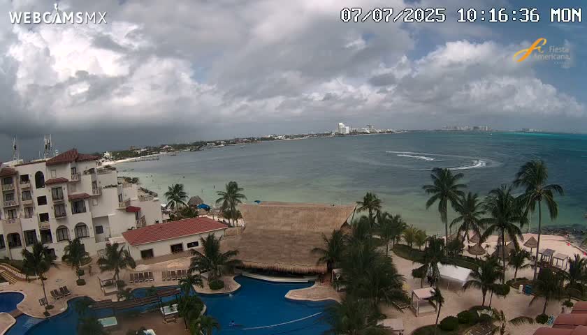 Cancún City Skyline & Carribean Coast from Fiesta Americana Live Cam - Zona Hotelera (Hotel Zone), Cancun, Quintana Roo, Mexico