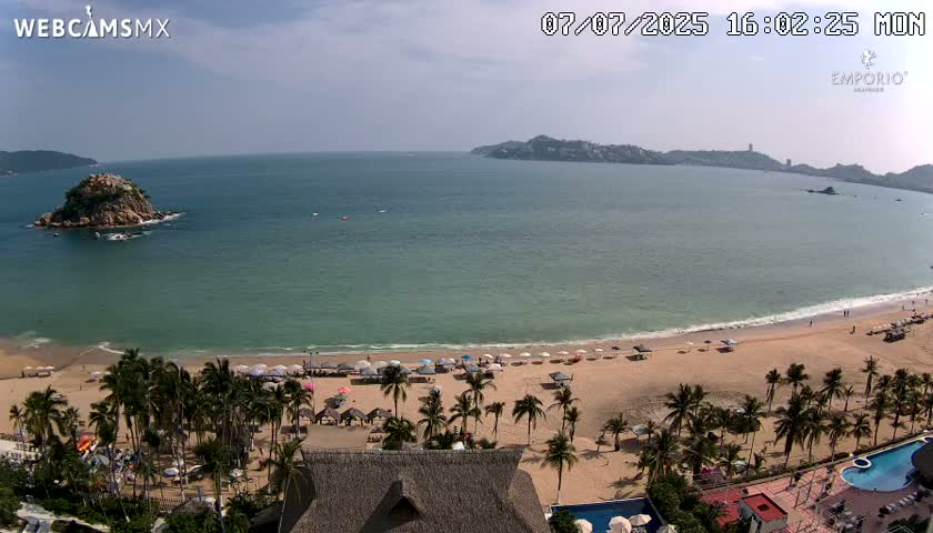 Cancún City Skyline & Carribean Coast from Fiesta Americana Live Cam - Zona Hotelera (Hotel Zone), Cancun, Quintana Roo, Mexico