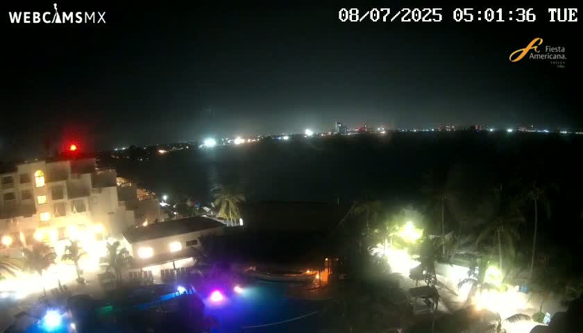 Cancún City Skyline & Carribean Coast from Fiesta Americana Live Cam - Zona Hotelera (Hotel Zone), Cancun, Quintana Roo, Mexico