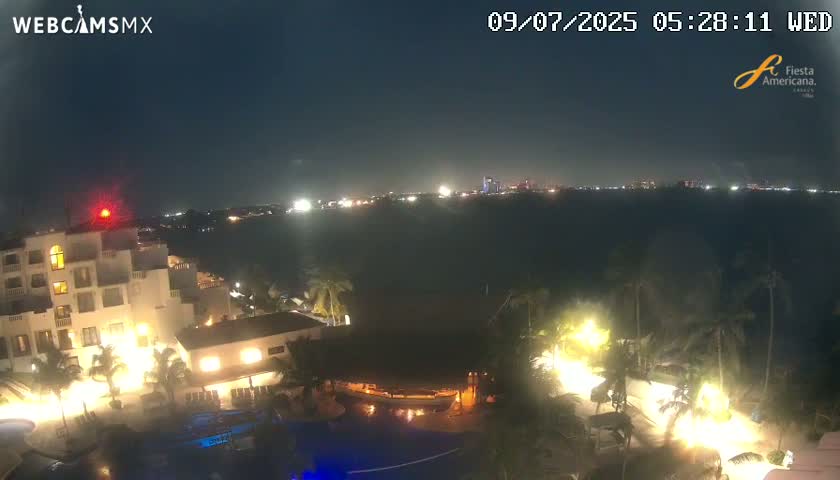 Cancún City Skyline & Carribean Coast from Fiesta Americana Live Cam - Zona Hotelera (Hotel Zone), Cancun, Quintana Roo, Mexico