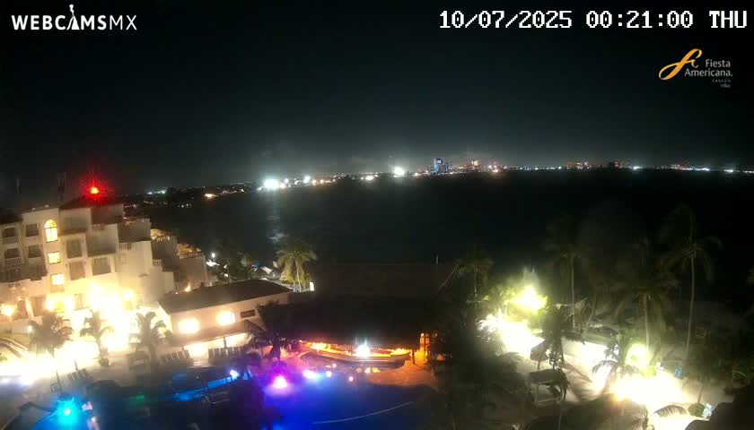 Cancún City Skyline & Carribean Coast from Fiesta Americana Live Cam - Zona Hotelera (Hotel Zone), Cancun, Quintana Roo, Mexico