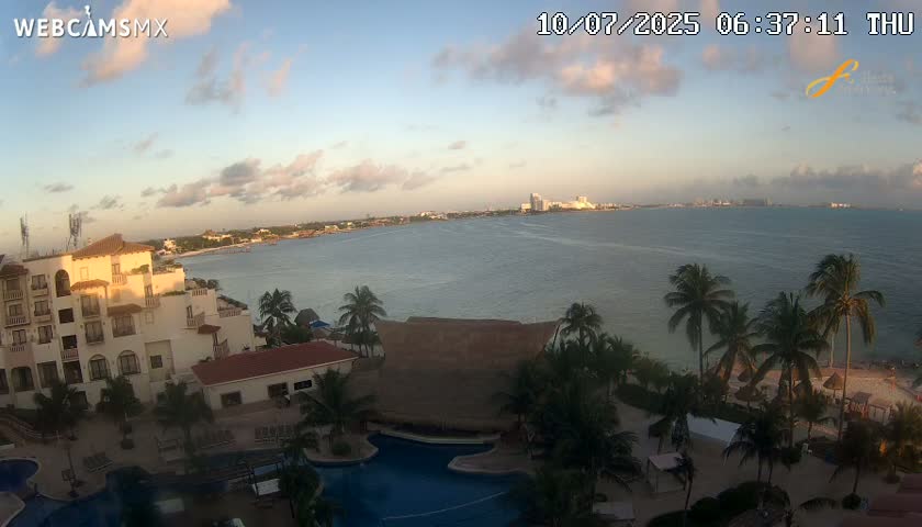 Cancún City Skyline & Carribean Coast from Fiesta Americana Live Cam - Zona Hotelera (Hotel Zone), Cancun, Quintana Roo, Mexico
