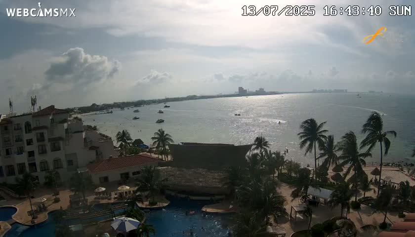Cancún City Skyline & Carribean Coast from Fiesta Americana Live Cam - Zona Hotelera (Hotel Zone), Cancun, Quintana Roo, Mexico
