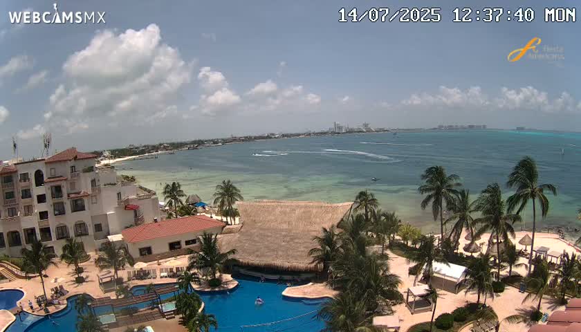 Cancún City Skyline & Carribean Coast from Fiesta Americana Live Cam - Zona Hotelera (Hotel Zone), Cancun, Quintana Roo, Mexico