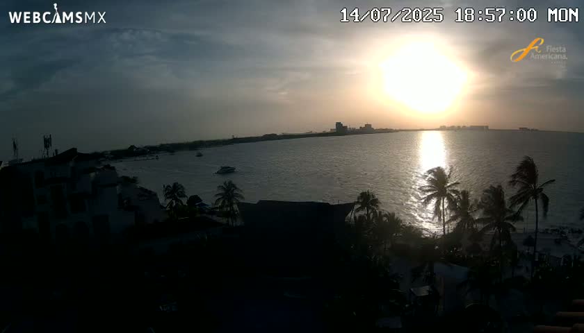 Cancún City Skyline & Carribean Coast from Fiesta Americana Live Cam - Zona Hotelera (Hotel Zone), Cancun, Quintana Roo, Mexico