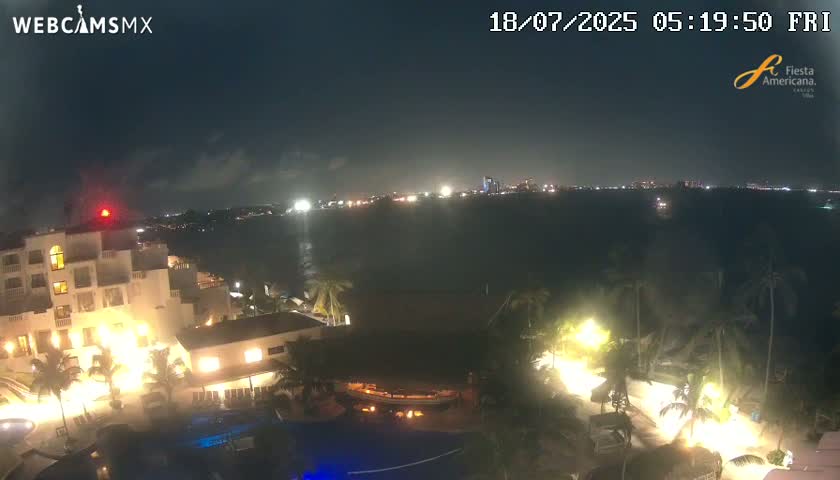 Cancún City Skyline & Carribean Coast from Fiesta Americana Live Cam - Zona Hotelera (Hotel Zone), Cancun, Quintana Roo, Mexico