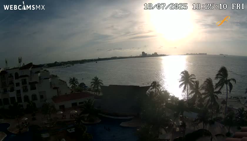 Cancún City Skyline & Carribean Coast from Fiesta Americana Live Cam - Zona Hotelera (Hotel Zone), Cancun, Quintana Roo, Mexico