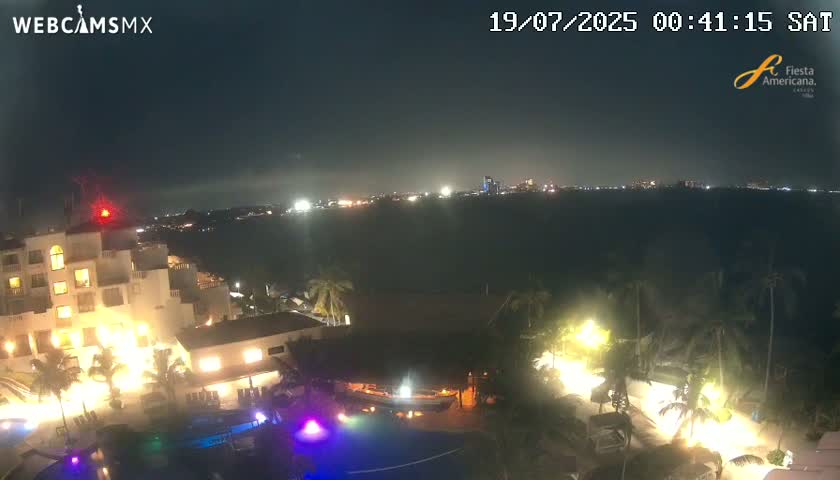 Cancún City Skyline & Carribean Coast from Fiesta Americana Live Cam - Zona Hotelera (Hotel Zone), Cancun, Quintana Roo, Mexico