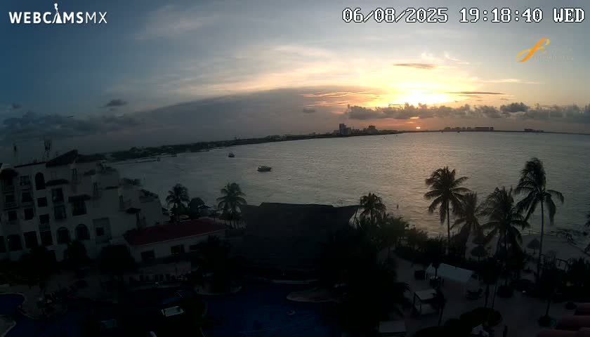 Cancún City Skyline & Carribean Coast from Fiesta Americana Live Cam - Zona Hotelera (Hotel Zone), Cancun, Quintana Roo, Mexico