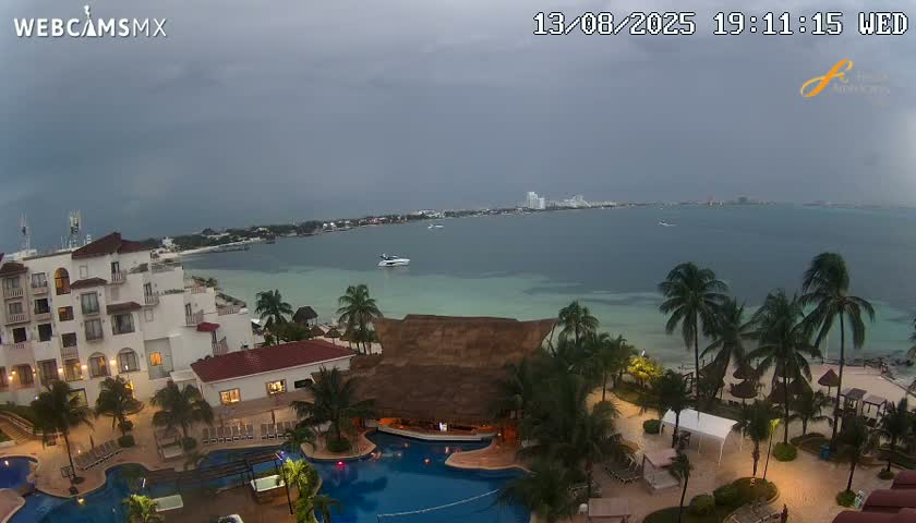Cancún City Skyline & Carribean Coast from Fiesta Americana Live Cam - Zona Hotelera (Hotel Zone), Cancun, Quintana Roo, Mexico