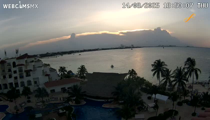 Cancún City Skyline & Carribean Coast from Fiesta Americana Live Cam - Zona Hotelera (Hotel Zone), Cancun, Quintana Roo, Mexico