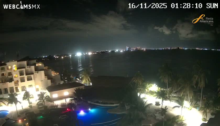Cancún City Skyline & Carribean Coast from Fiesta Americana Live Cam - Zona Hotelera (Hotel Zone), Cancun, Quintana Roo, Mexico