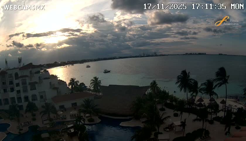Cancún City Skyline & Carribean Coast from Fiesta Americana Live Cam - Zona Hotelera (Hotel Zone), Cancun, Quintana Roo, Mexico