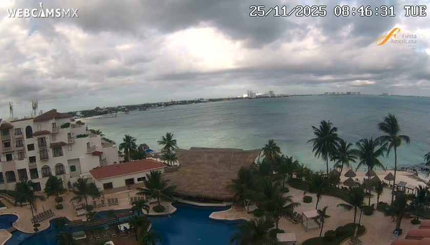 Cancún City Skyline & Carribean Coast from Fiesta Americana Live Cam - Zona Hotelera (Hotel Zone), Cancun, Quintana Roo, Mexico