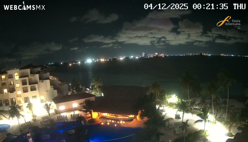 Cancún City Skyline & Carribean Coast from Fiesta Americana Live Cam - Zona Hotelera (Hotel Zone), Cancun, Quintana Roo, Mexico