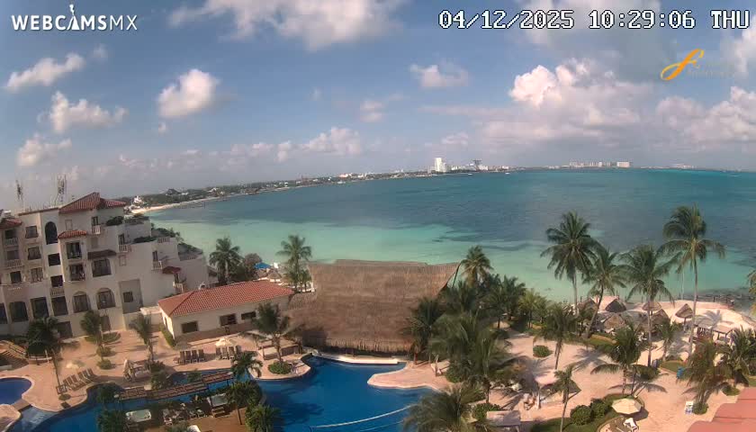 Cancún City Skyline & Carribean Coast from Fiesta Americana Live Cam - Zona Hotelera (Hotel Zone), Cancun, Quintana Roo, Mexico
