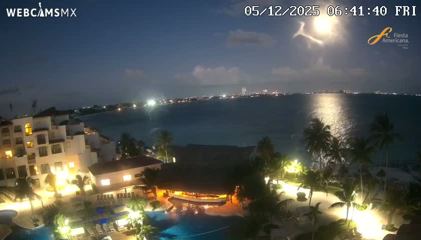 Cancún City Skyline & Carribean Coast from Fiesta Americana Live Cam - Zona Hotelera (Hotel Zone), Cancun, Quintana Roo, Mexico