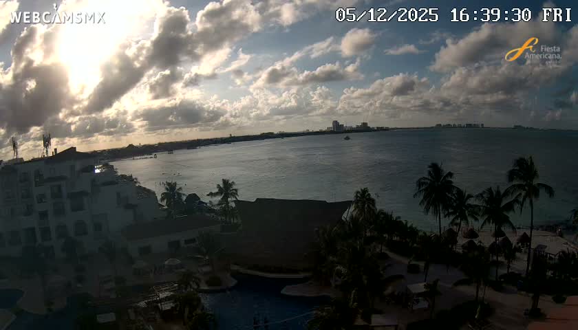 Cancún City Skyline & Carribean Coast from Fiesta Americana Live Cam - Zona Hotelera (Hotel Zone), Cancun, Quintana Roo, Mexico