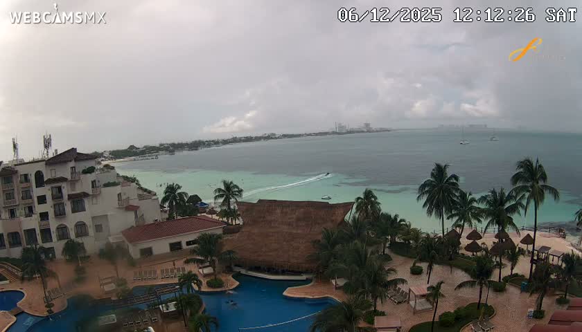 Cancún City Skyline & Carribean Coast from Fiesta Americana Live Cam - Zona Hotelera (Hotel Zone), Cancun, Quintana Roo, Mexico