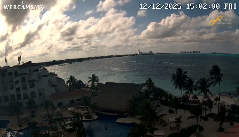 Cancún City Skyline & Carribean Coast from Fiesta Americana Live Cam - Zona Hotelera (Hotel Zone), Cancun, Quintana Roo, Mexico