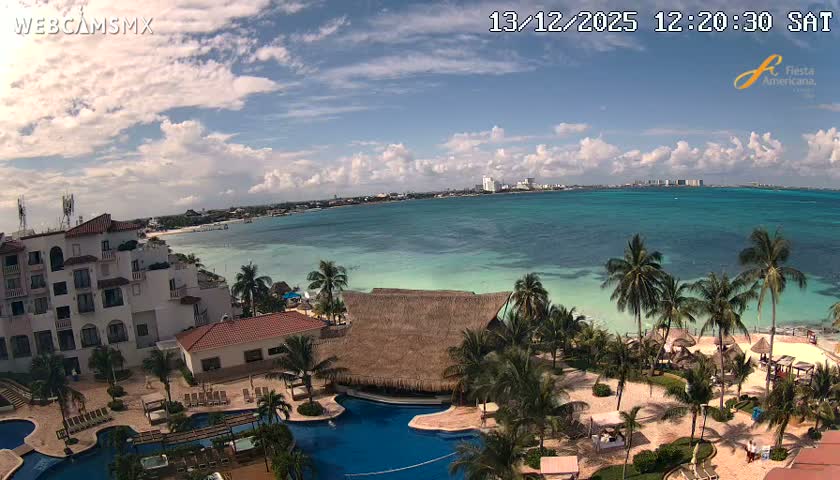 Cancún City Skyline & Carribean Coast from Fiesta Americana Live Cam - Zona Hotelera (Hotel Zone), Cancun, Quintana Roo, Mexico