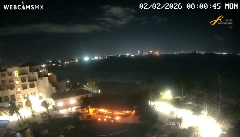 Cancún City Skyline & Carribean Coast from Fiesta Americana Live Cam - Zona Hotelera (Hotel Zone), Cancun, Quintana Roo, Mexico